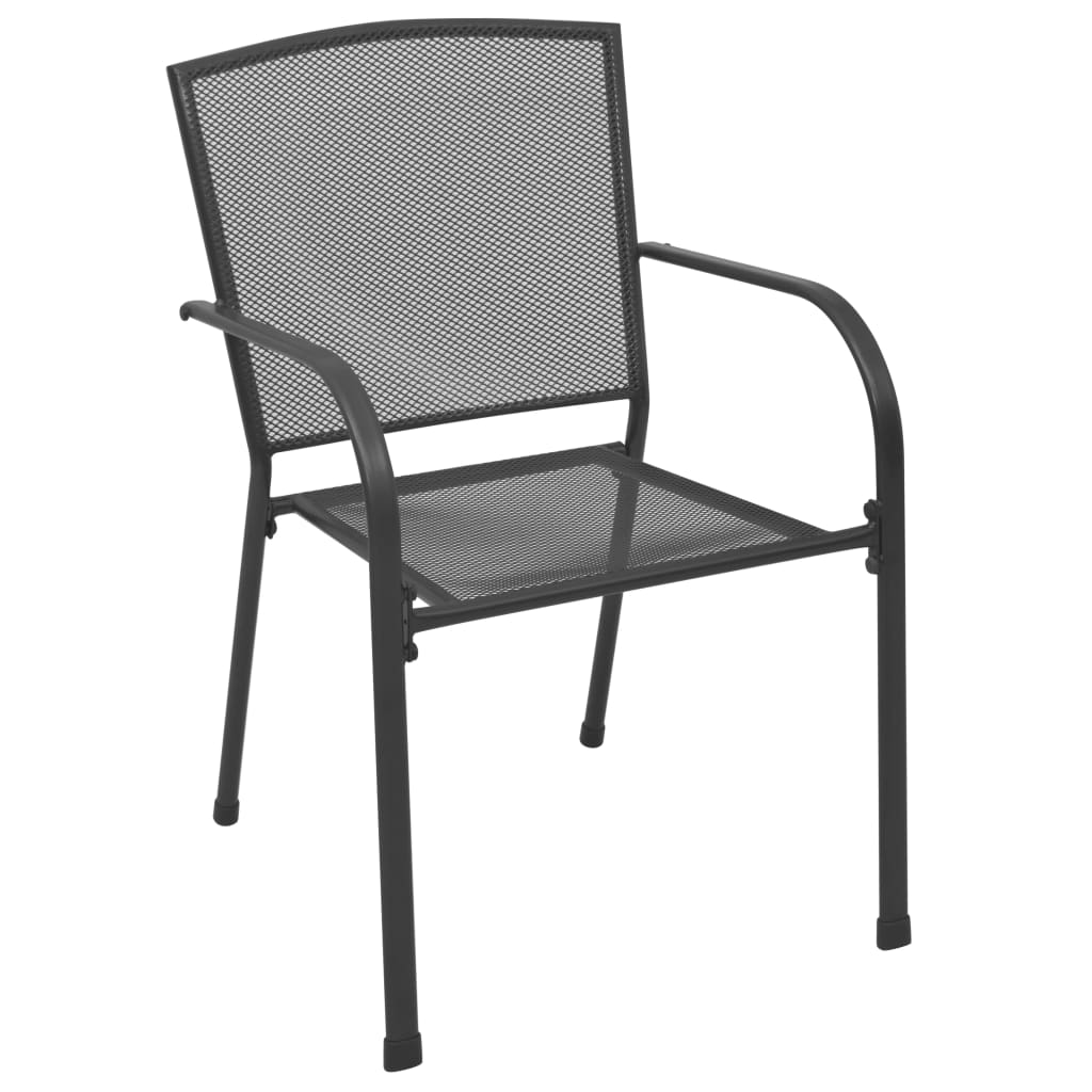 Outdoor Chair | Set of 4 | Anthracite | Steel | Medium | Stackable