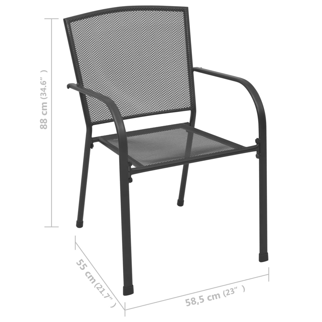 Outdoor Chair | Set of 4 | Anthracite | Steel | Medium | Stackable