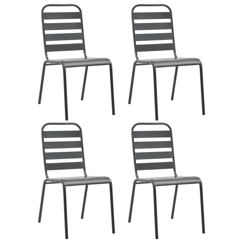 Outdoor Chair | Set of 4 | Dark Grey | E-coated Steel | Standard