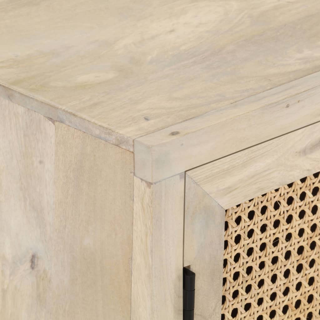 Sideboard 60x35x70 cm Solid Mango Wood and Natural Cane