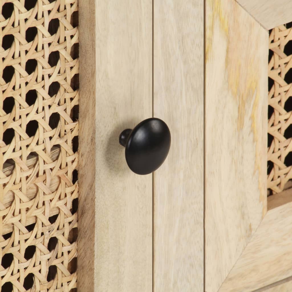 Sideboard 60x35x70 cm Solid Mango Wood and Natural Cane