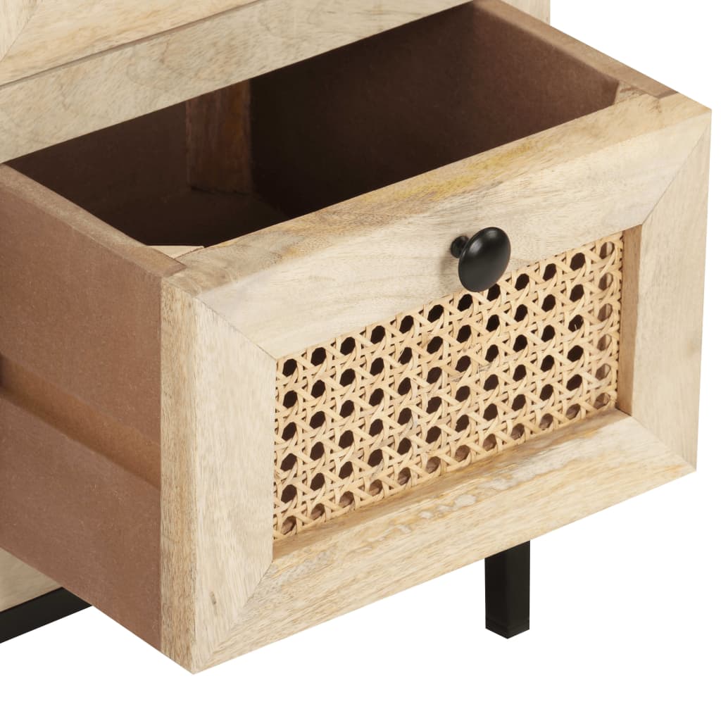 Sideboard 60x35x70 cm Solid Mango Wood and Natural Cane