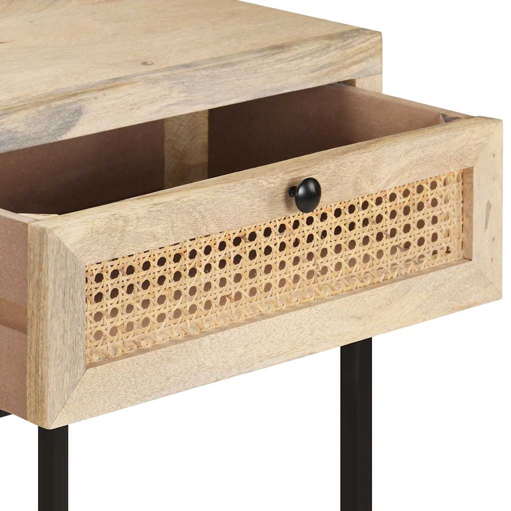323512 vidaXL Console Table 100x35x76 cm Solid Mango Wood and Natural Cane