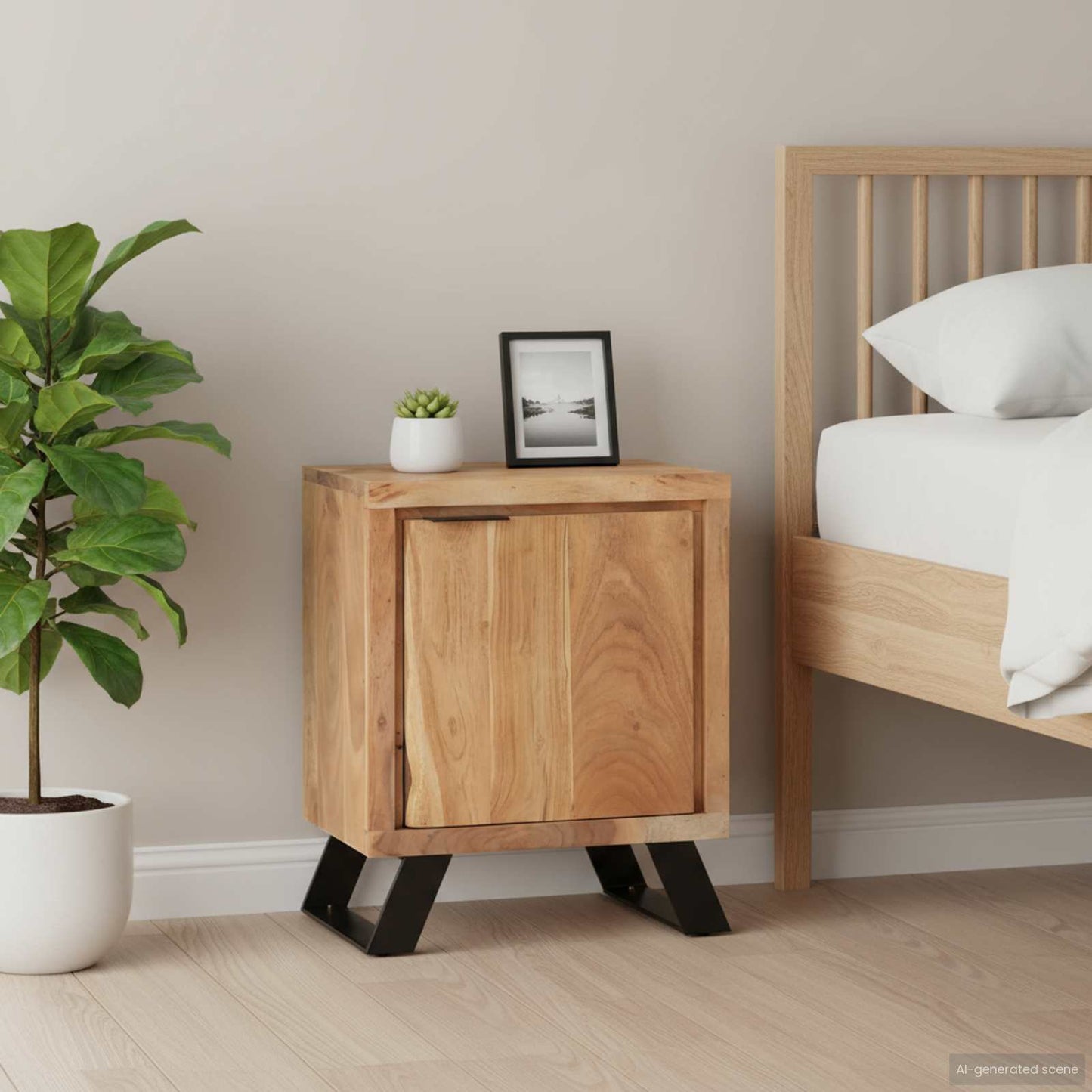 323519 vidaXL Bedside Cabinet 40x30x50 cm Solid Acacia Wood with Live Edges