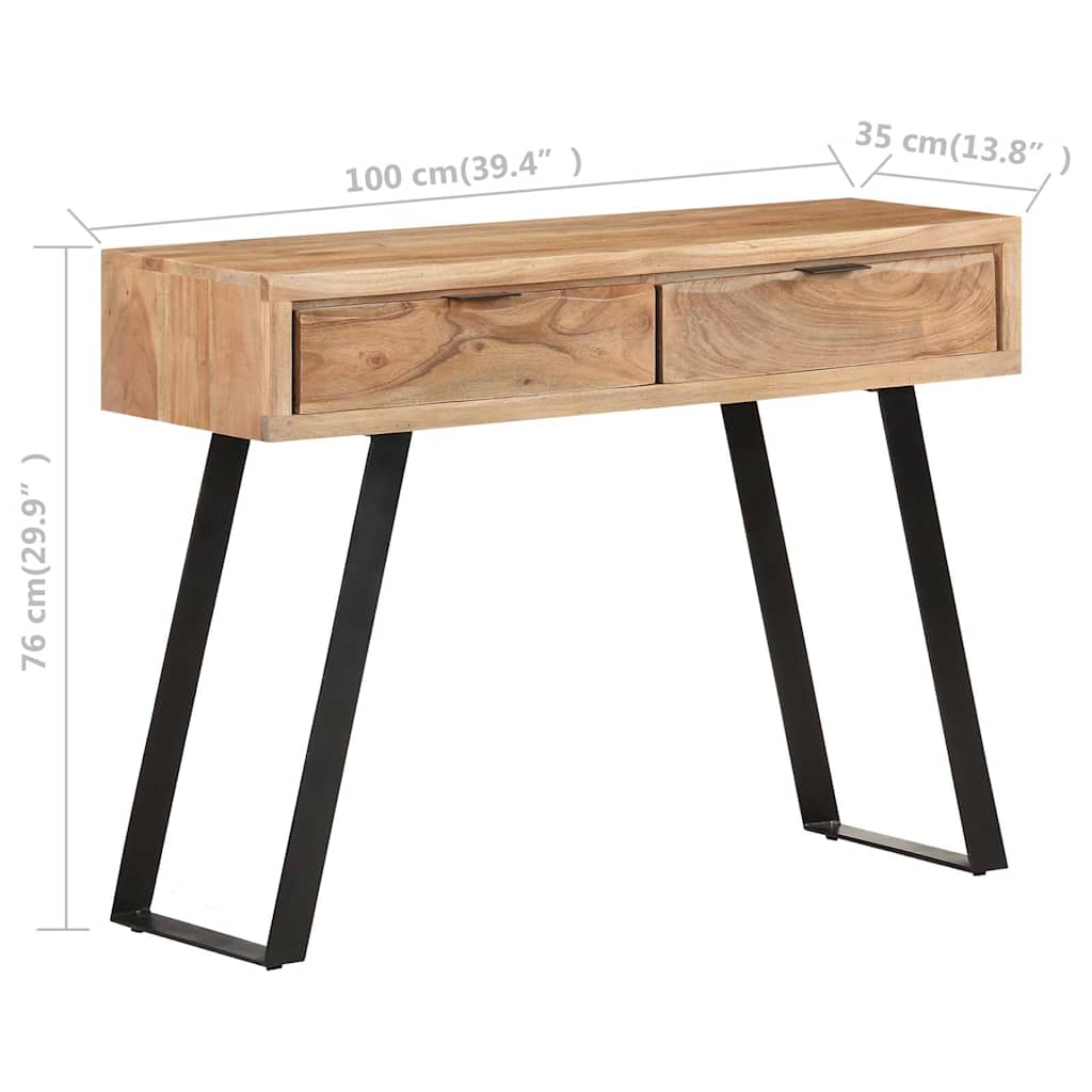 323522 vidaXL Console Table 100x35x76 cm Solid Acacia Wood with Live Edges