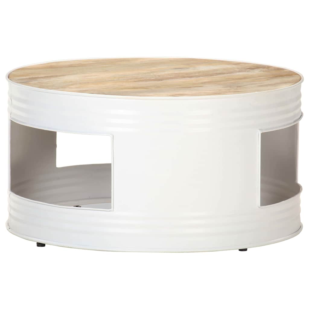321932 vidaXL Coffee Table White 68x68x36 cm Solid Mango Wood