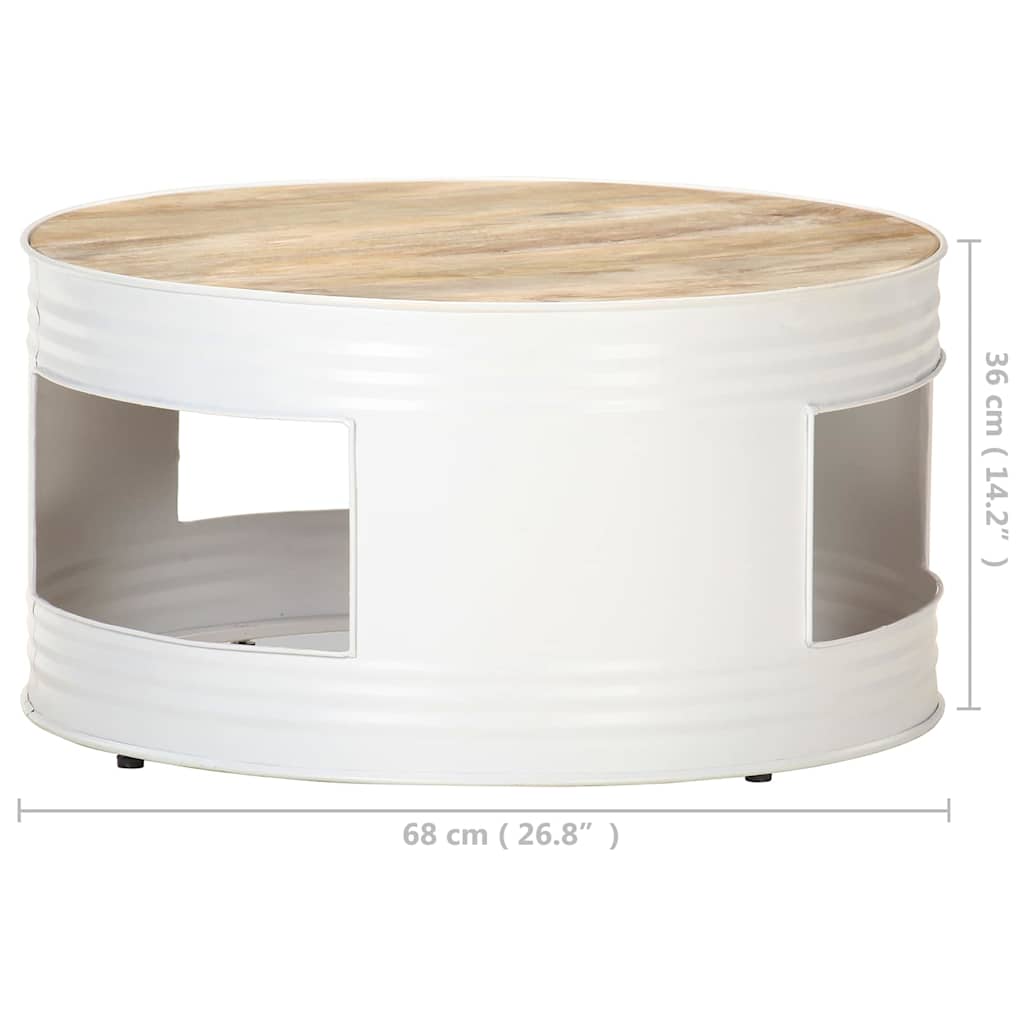 321932 vidaXL Coffee Table White 68x68x36 cm Solid Mango Wood