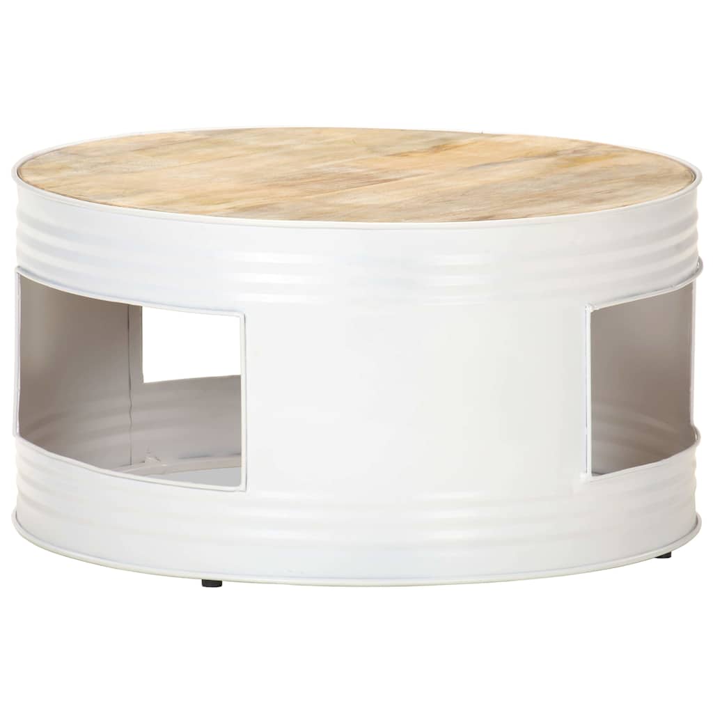 321932 vidaXL Coffee Table White 68x68x36 cm Solid Mango Wood