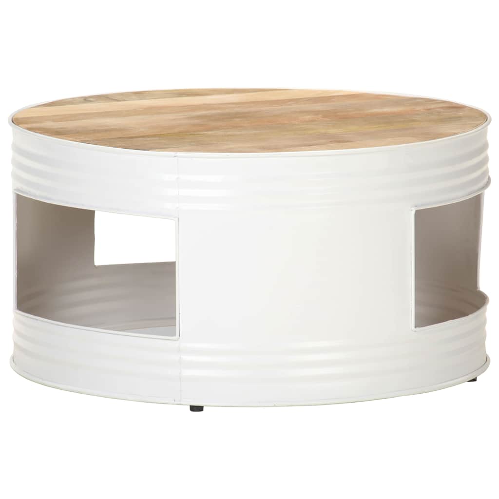 321932 vidaXL Coffee Table White 68x68x36 cm Solid Mango Wood