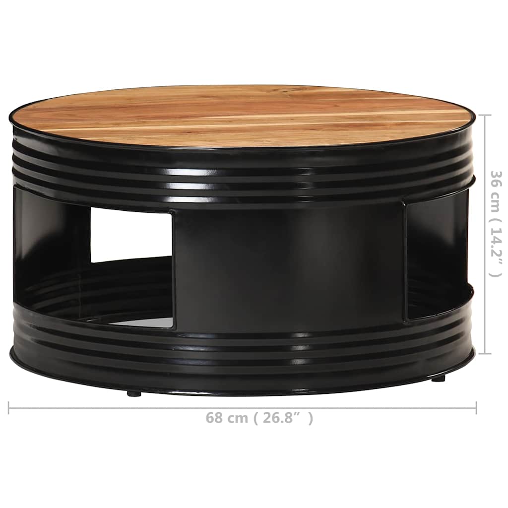 321933 vidaXL Coffee Table Black 68x68x36 cm Solid Acacia Wood