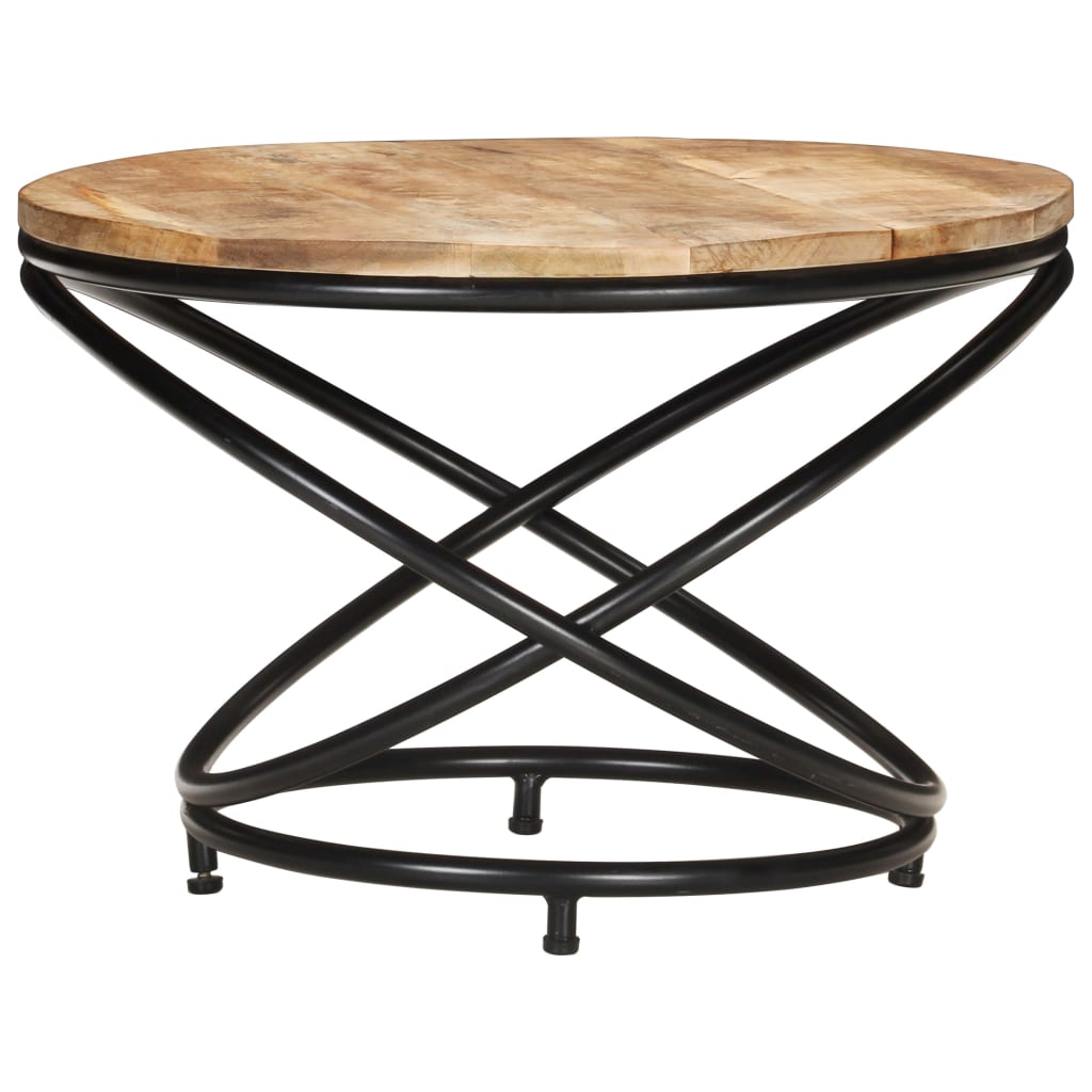 Coffee Table Black 60x60x40 cm Solid Rough Mango Wood