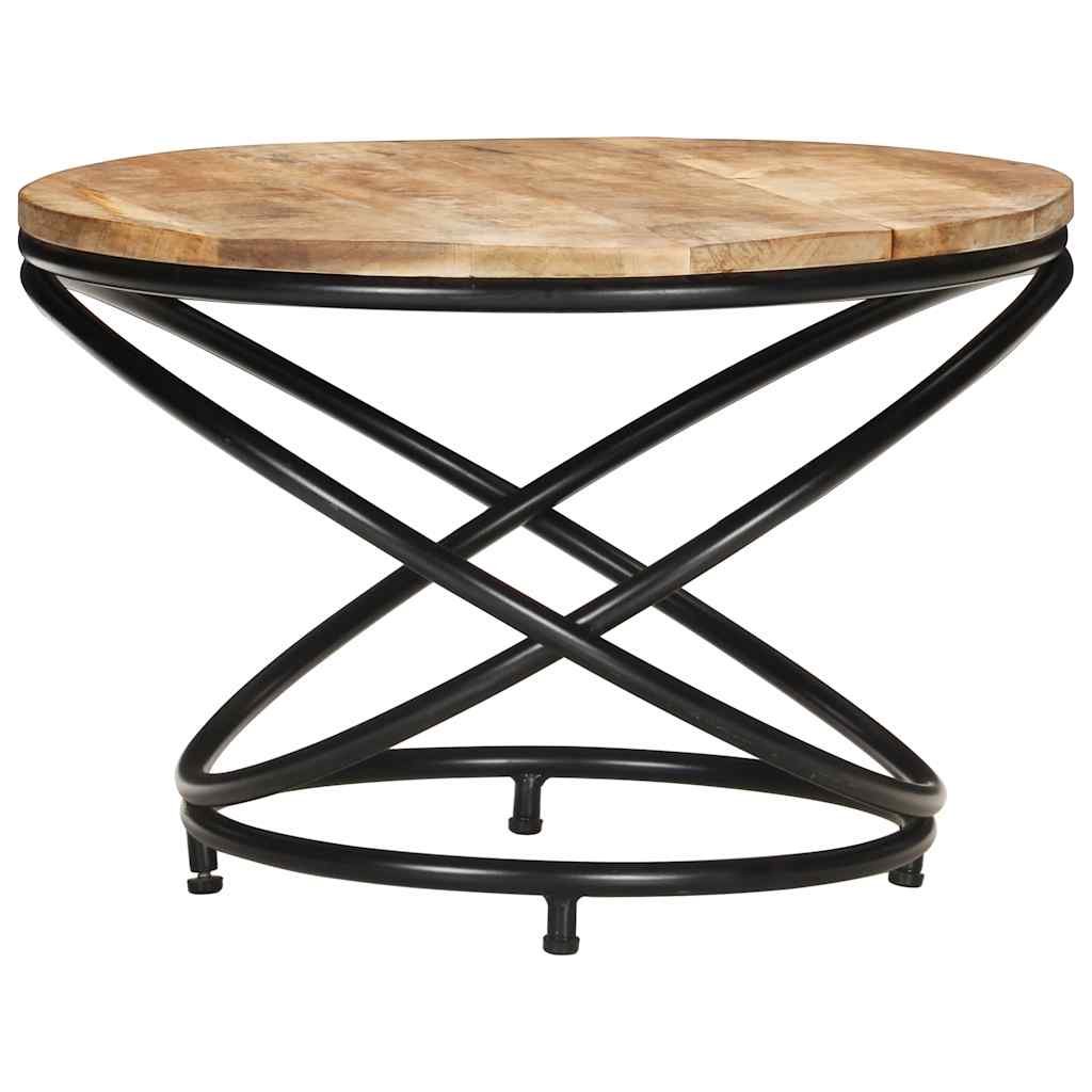 Coffee Table Black 60x60x40 cm Solid Rough Mango Wood