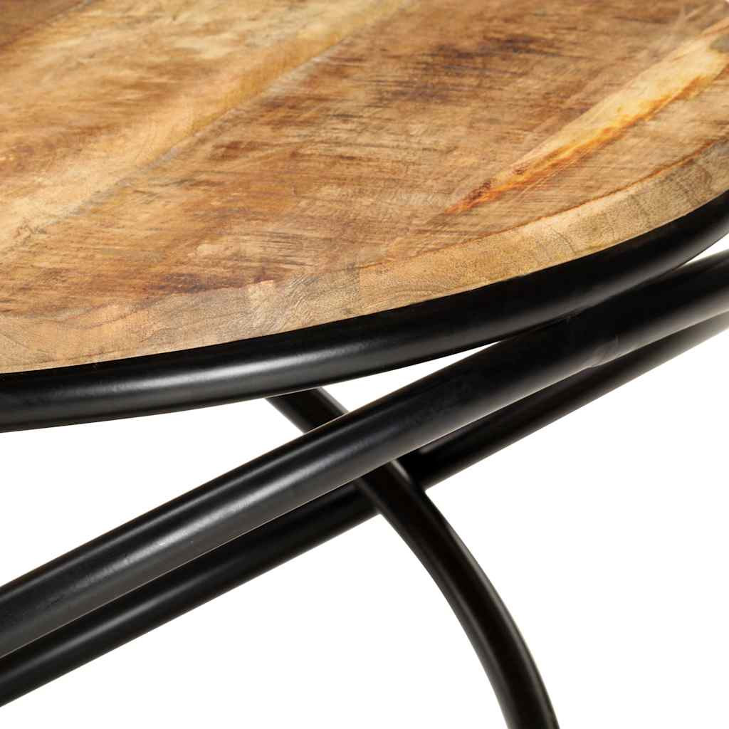 Coffee Table Black 60x60x40 cm Solid Rough Mango Wood