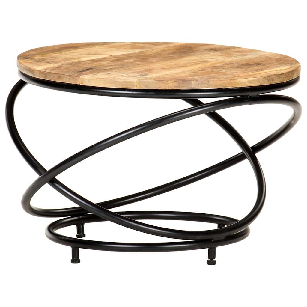 Coffee Table Black 60x60x40 cm Solid Rough Mango Wood
