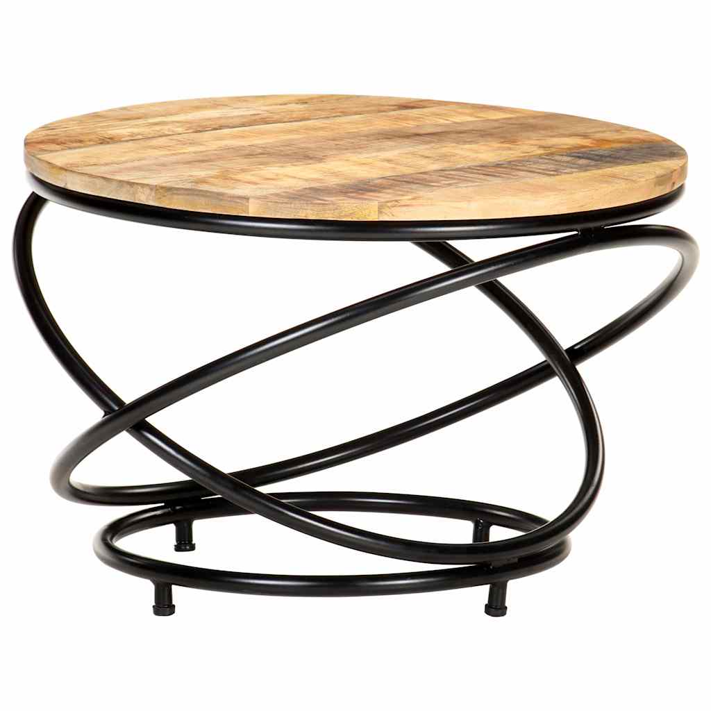 Coffee Table Black 60x60x40 cm Solid Rough Mango Wood