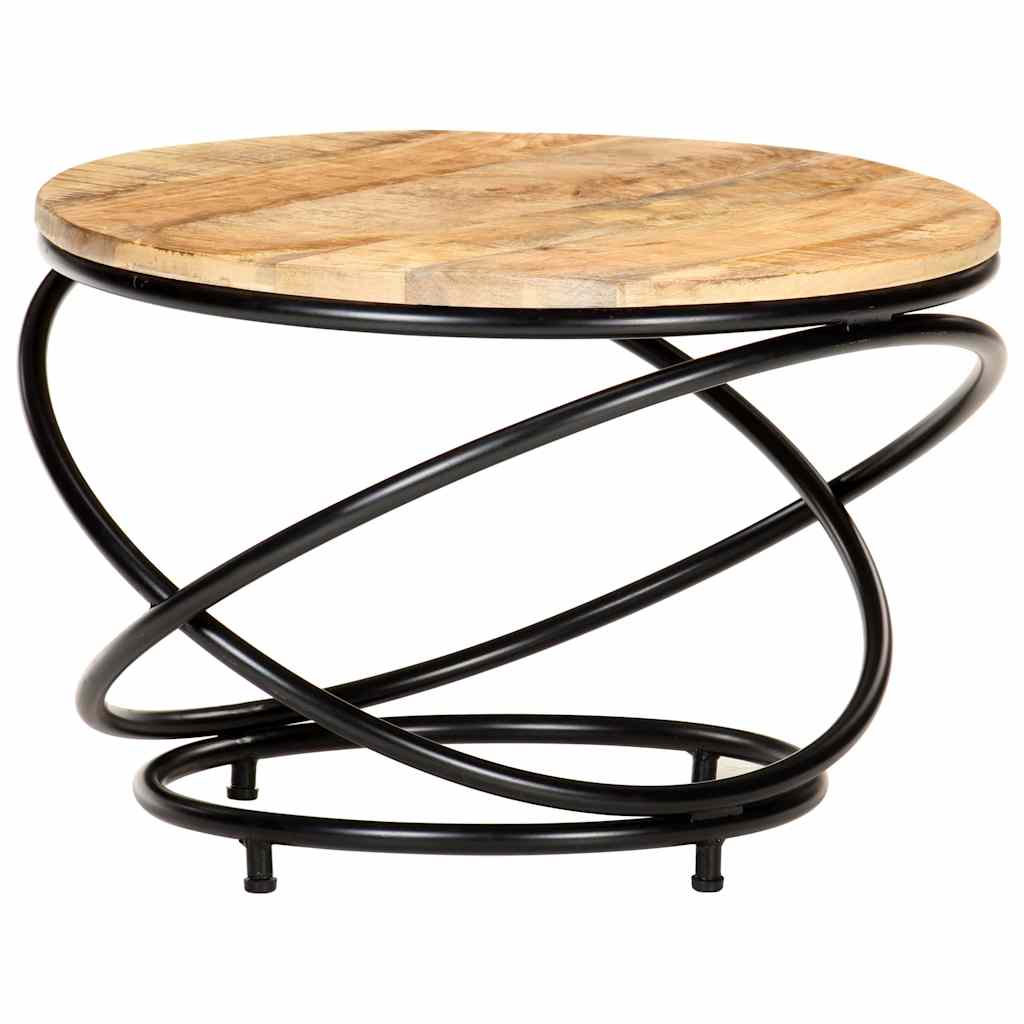 Coffee Table Black 60x60x40 cm Solid Rough Mango Wood