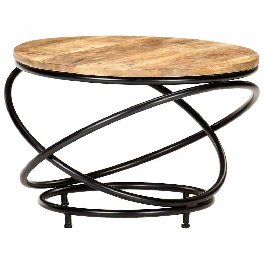 Coffee Table Black 60x60x40 cm Solid Rough Mango Wood