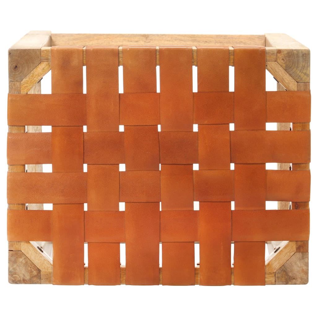 vidaXL Bar Stools 2 pcs Brown Real Leather 60 cm