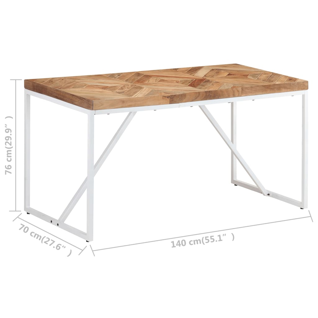 vidaXL Dining Table 140x70x76 cm Solid Acacia and Mango Wood