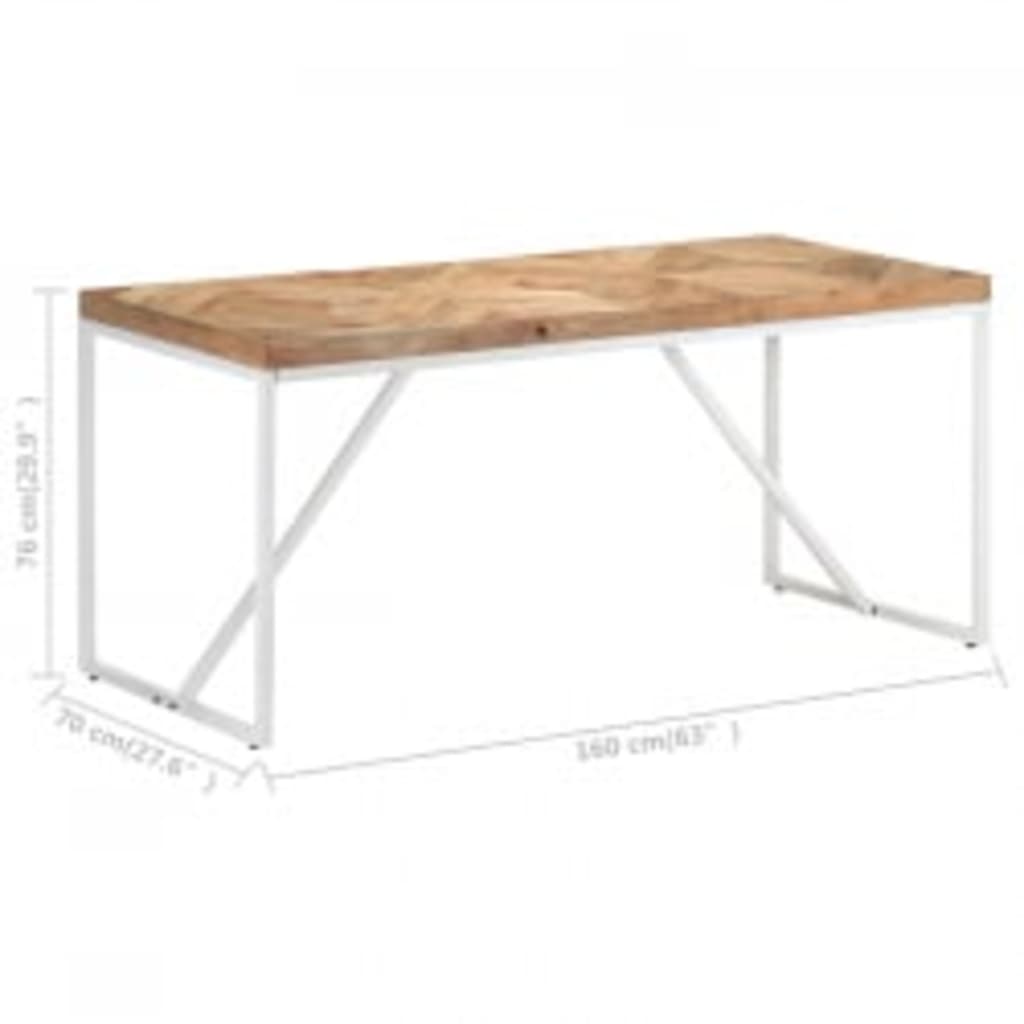 vidaXL Dining Table 160x70x76 cm Solid Acacia and Mango Wood