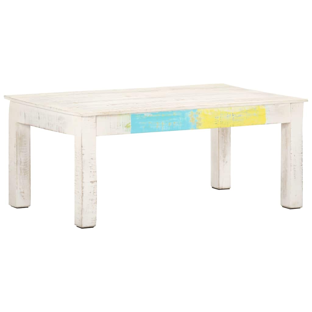 323555 vidaXL Coffee Table White 110x60x45 cm Solid Mango Wood