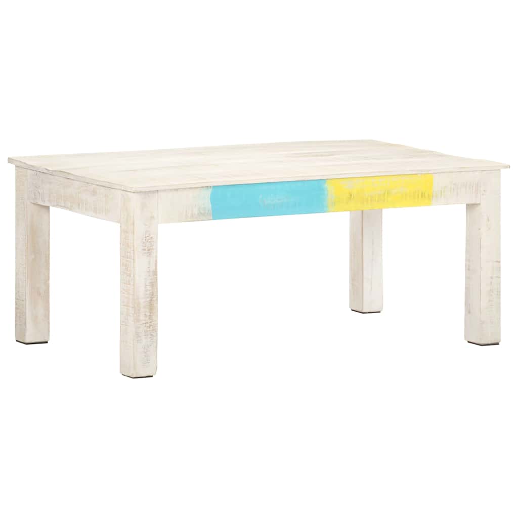 323555 vidaXL Coffee Table White 110x60x45 cm Solid Mango Wood