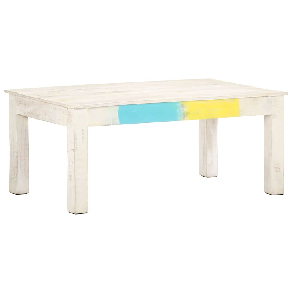 323555 vidaXL Coffee Table White 110x60x45 cm Solid Mango Wood