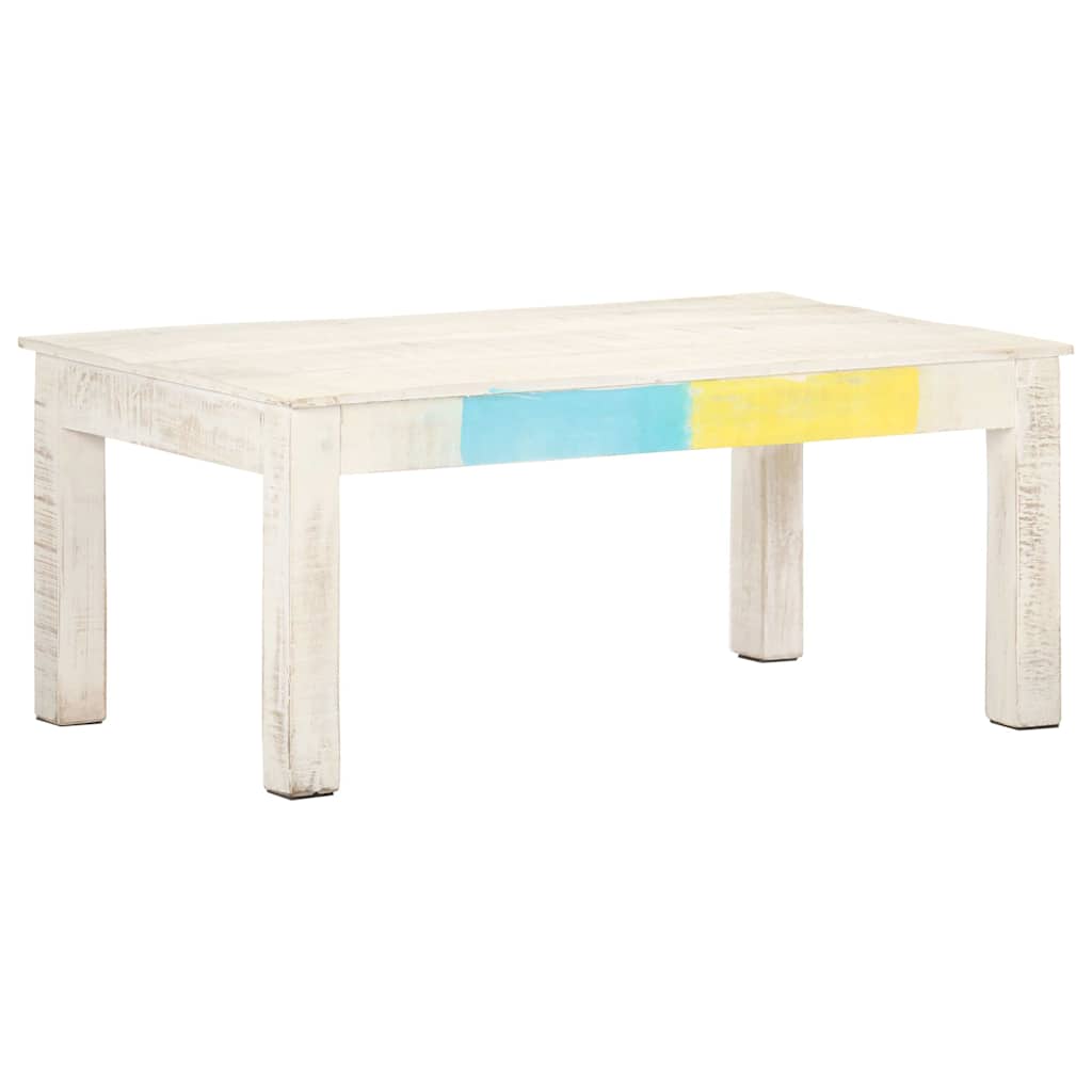 323555 vidaXL Coffee Table White 110x60x45 cm Solid Mango Wood