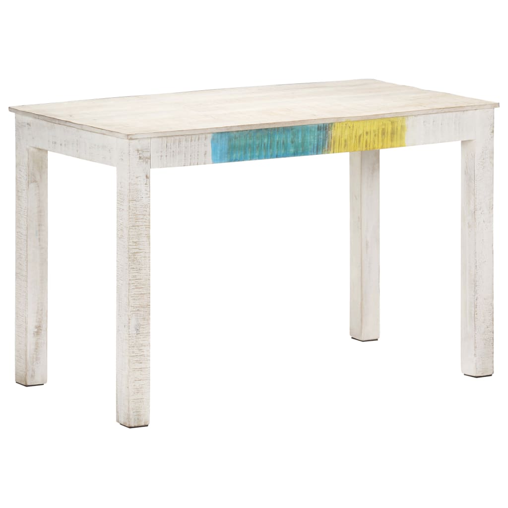 vidaXL Dining Table White 120x60x76 cm Solid Mango Wood