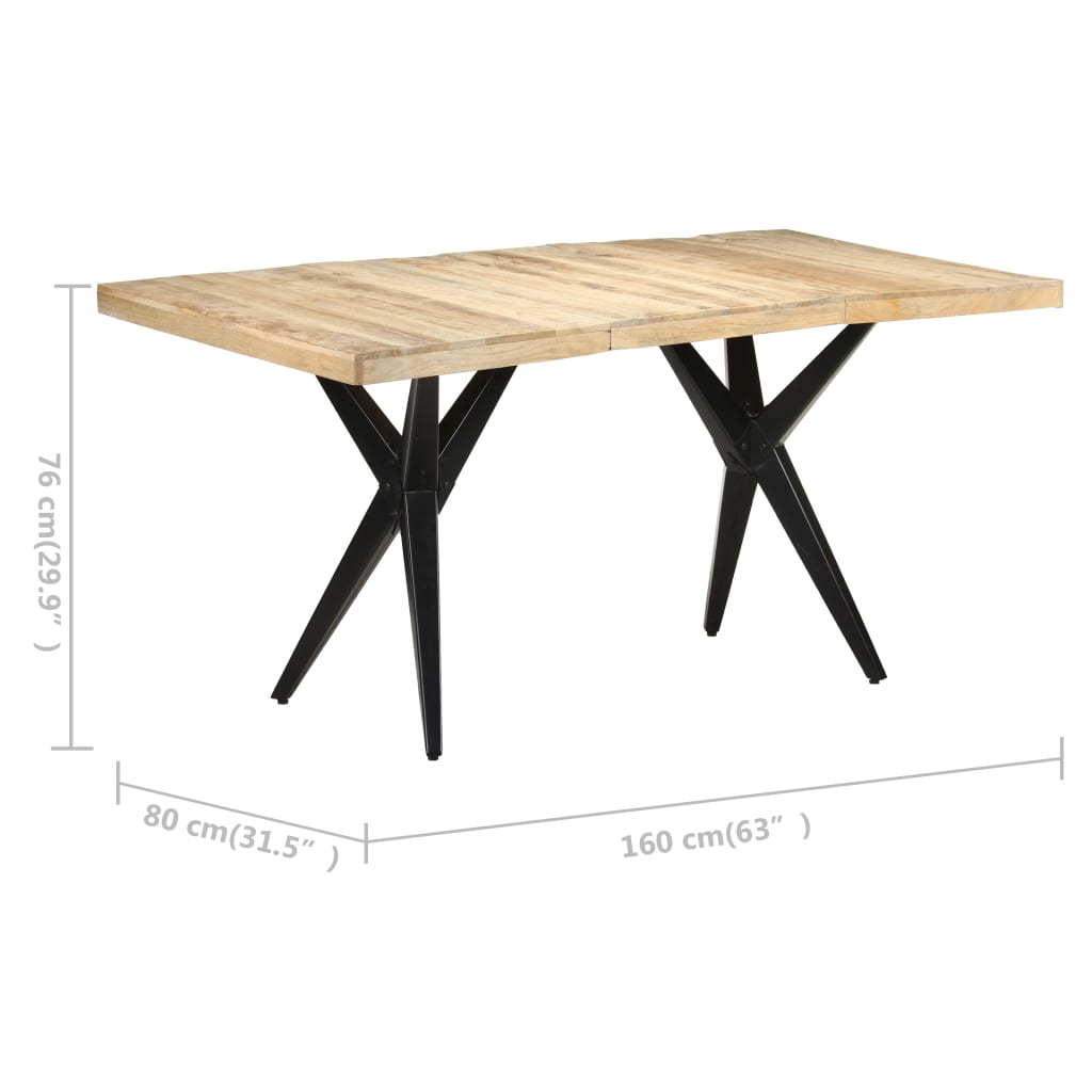 vidaXL Dining Table 160x80x76 cm Rough Mango Wood