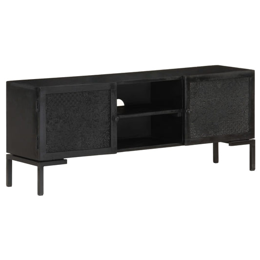 vidaXL TV Cabinet Black 115x30x46 cm Solid Mango Wood