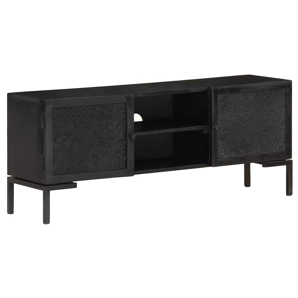 323577 vidaXL TV Cabinet Black 115x30x46 cm Solid Mango Wood