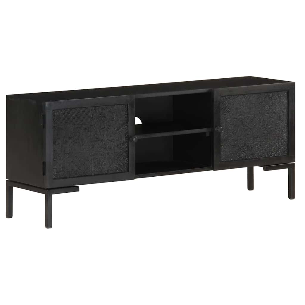 323577 vidaXL TV Cabinet Black 115x30x46 cm Solid Mango Wood