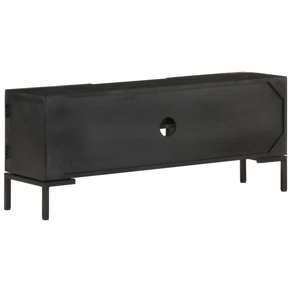 vidaXL TV Cabinet Black 115x30x46 cm Solid Mango Wood