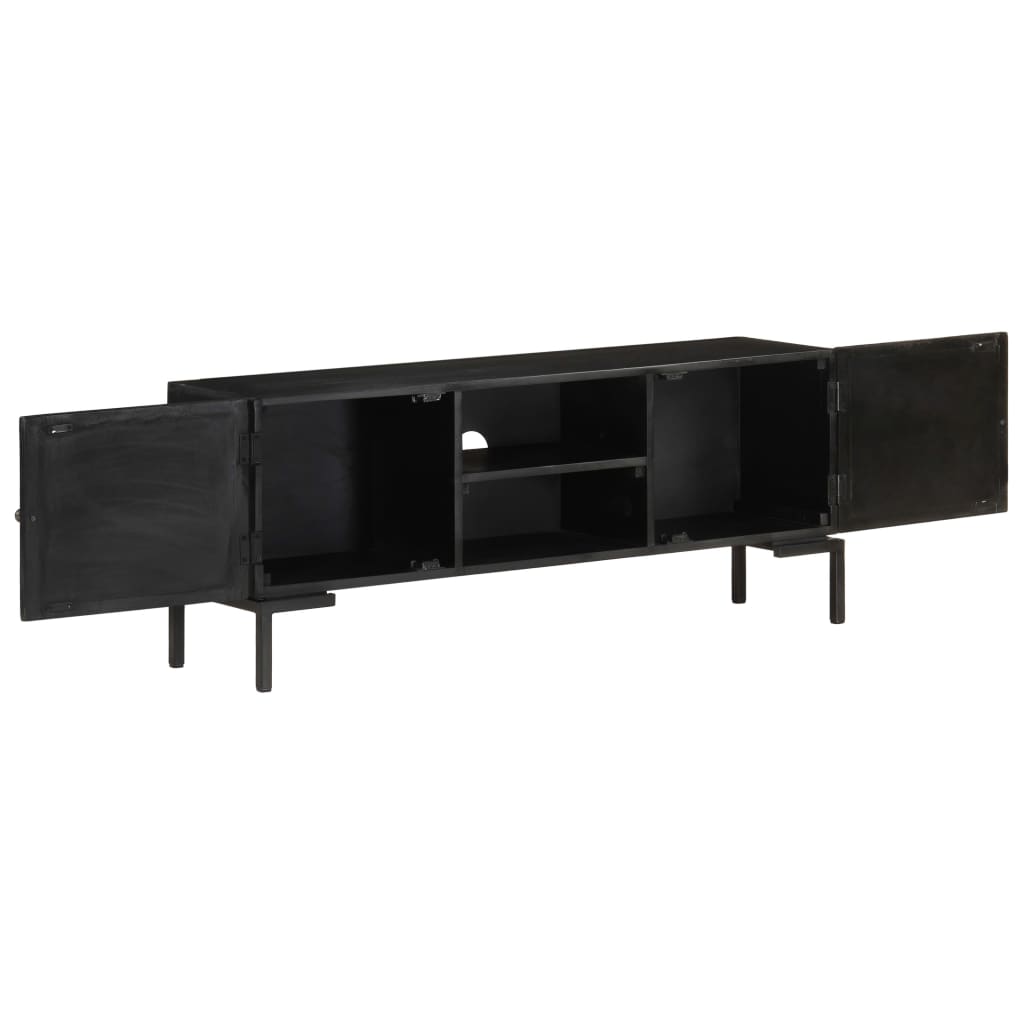 vidaXL TV Cabinet Black 115x30x46 cm Solid Mango Wood