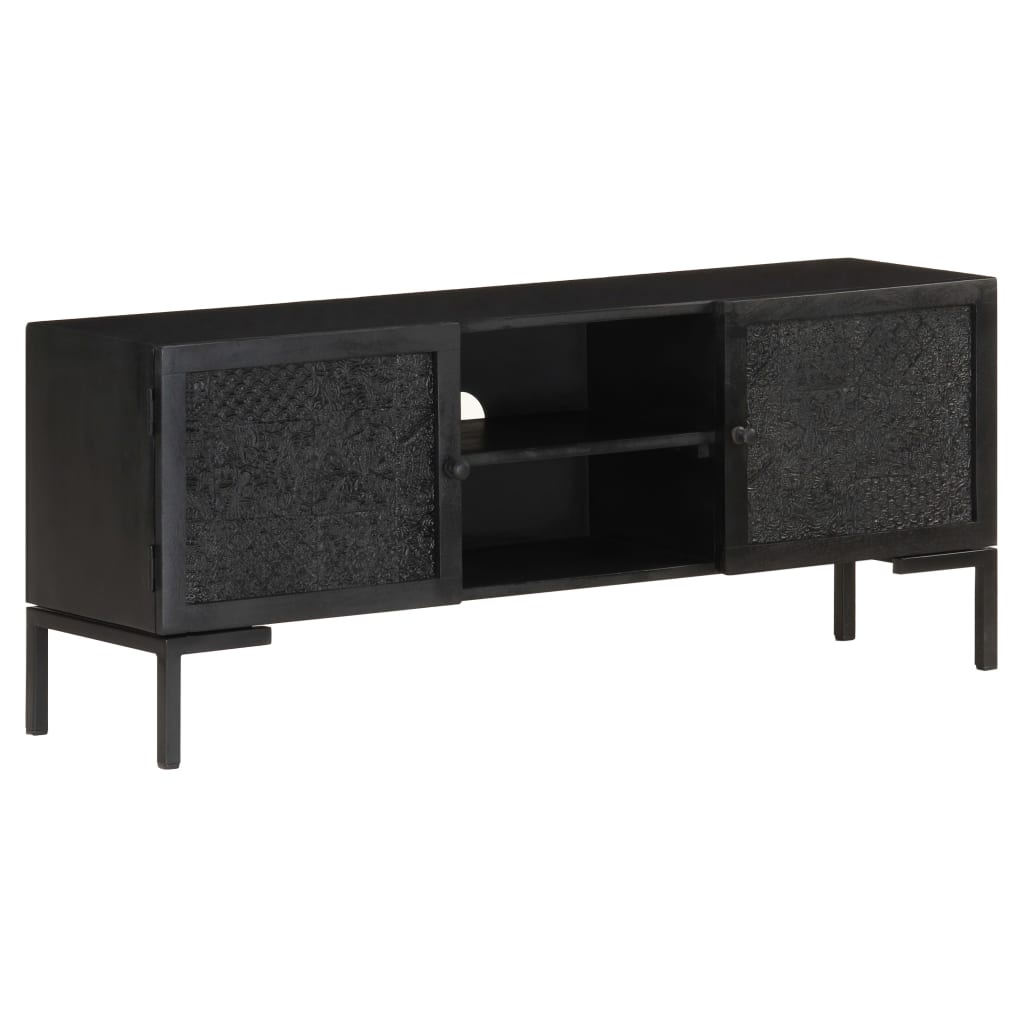 vidaXL TV Cabinet Black 115x30x46 cm Solid Mango Wood