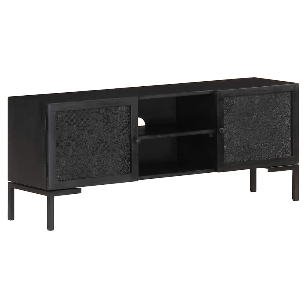 323577 vidaXL TV Cabinet Black 115x30x46 cm Solid Mango Wood