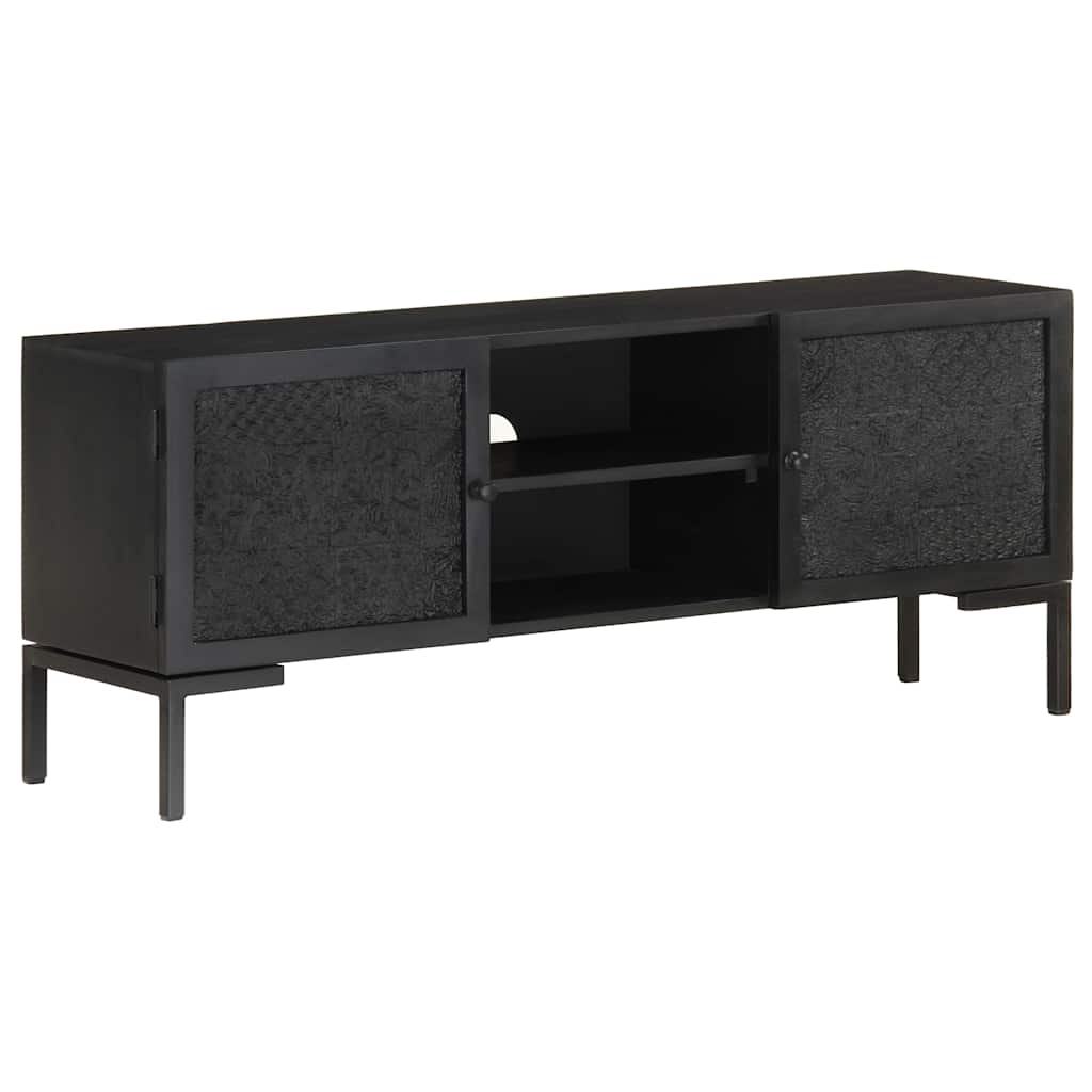 323577 vidaXL TV Cabinet Black 115x30x46 cm Solid Mango Wood