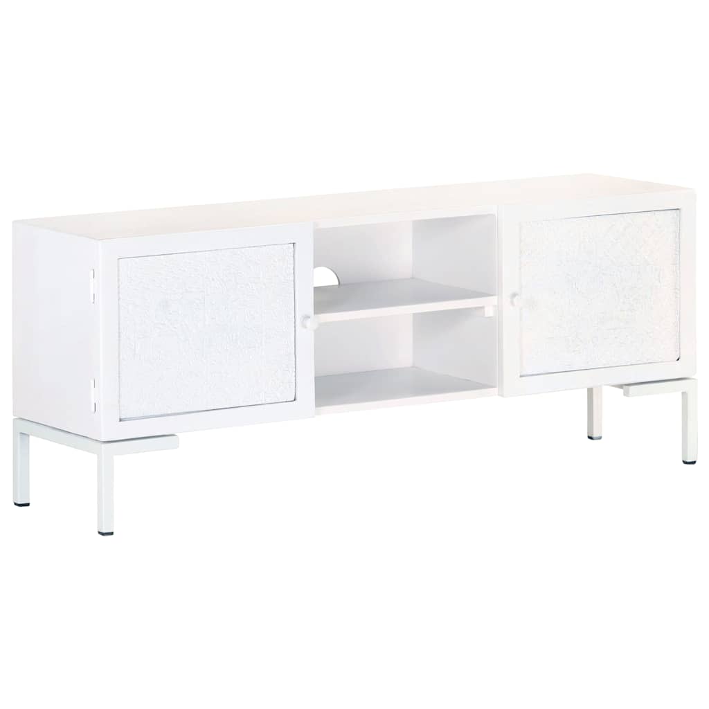 323580 vidaXL TV Cabinet White 115x30x46 cm Solid Mango Wood