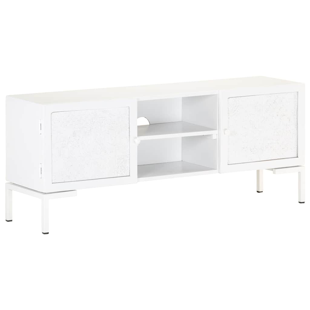 323580 vidaXL TV Cabinet White 115x30x46 cm Solid Mango Wood