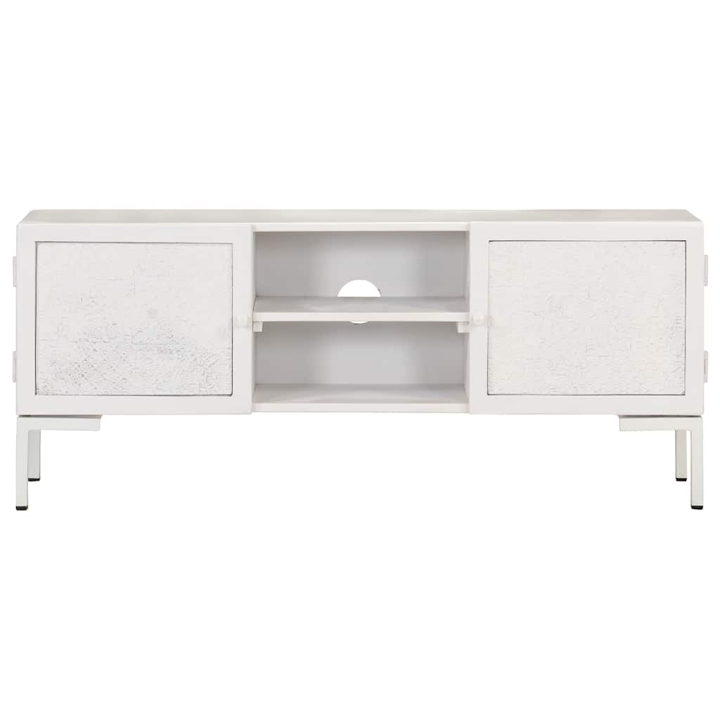 323580 vidaXL TV Cabinet White 115x30x46 cm Solid Mango Wood