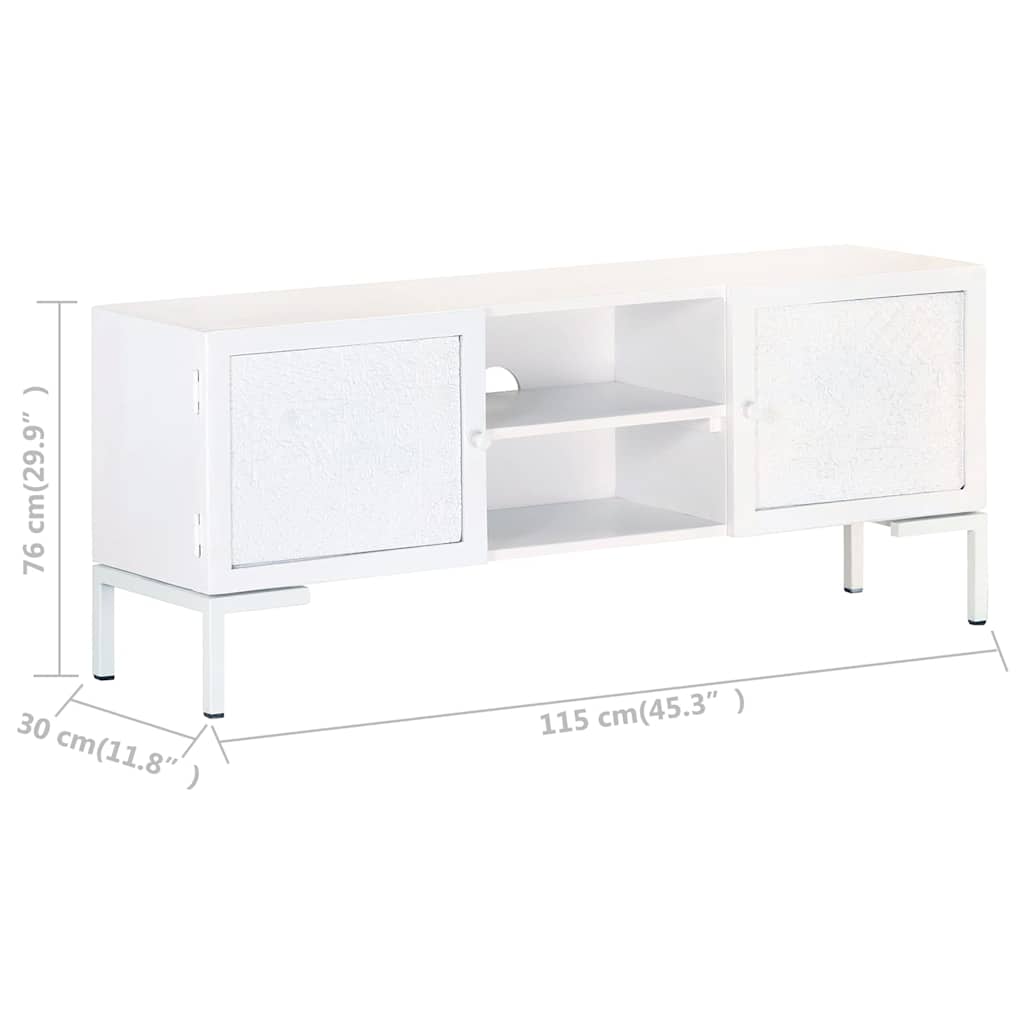 323580 vidaXL TV Cabinet White 115x30x46 cm Solid Mango Wood