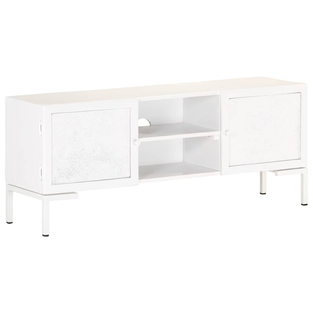 323580 vidaXL TV Cabinet White 115x30x46 cm Solid Mango Wood