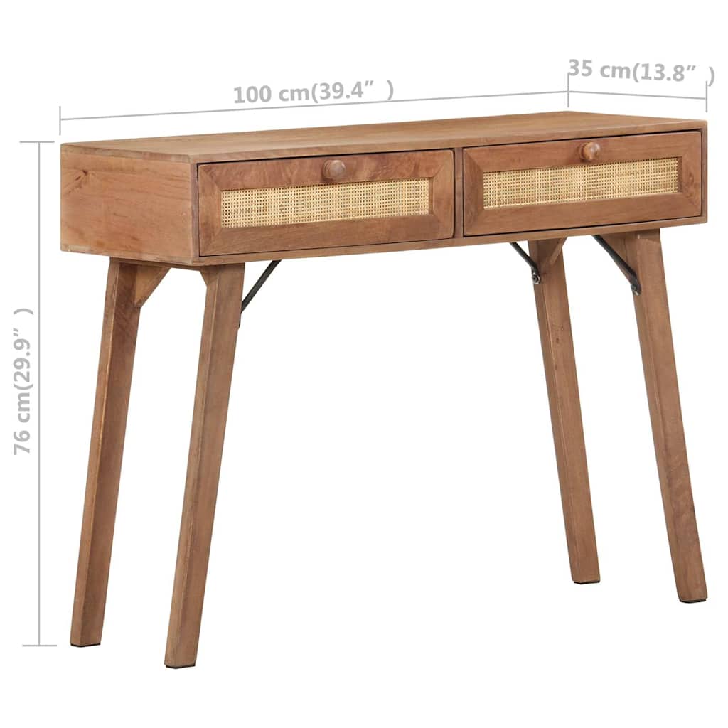 323598 vidaXL Console Table 100x35x76 cm Solid Mango Wood