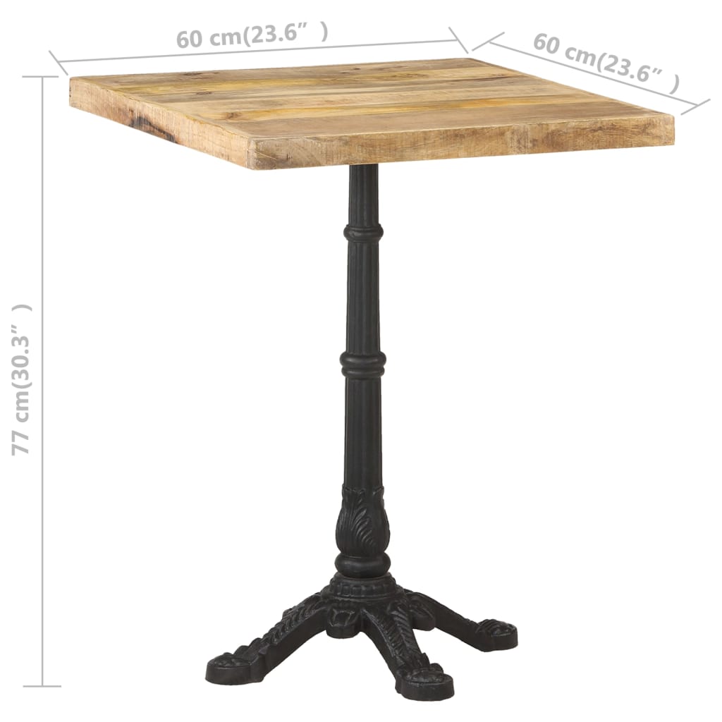 vidaXL Bistro Table 60x60x77 cm Rough Mango Wood