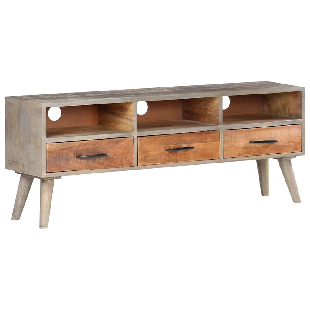 321805 vidaXL TV Cabinet Grey 130x35x51 cm Solid Rough Mango Wood