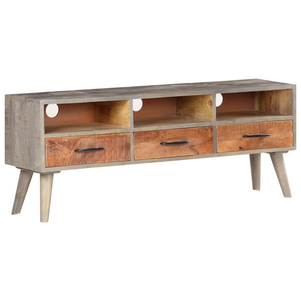 321805 vidaXL TV Cabinet Grey 130x35x51 cm Solid Rough Mango Wood