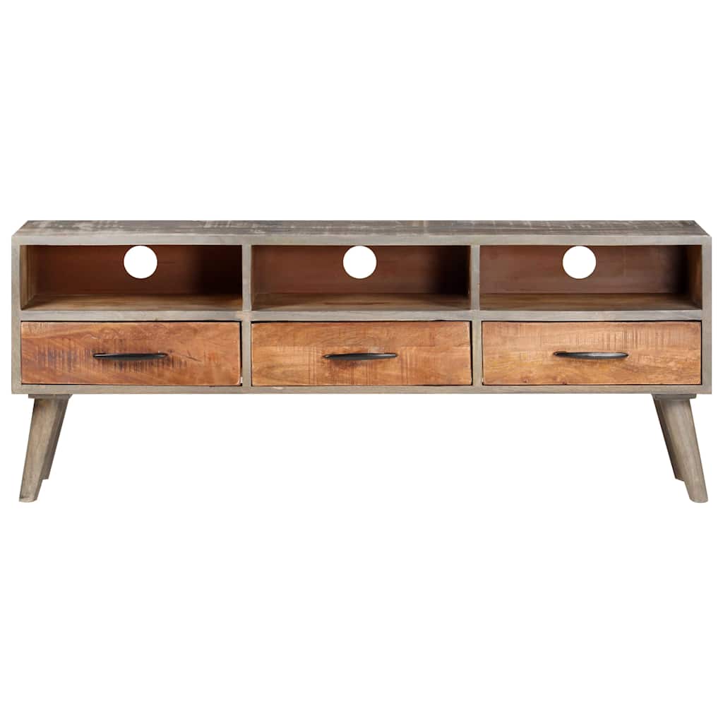 321805 vidaXL TV Cabinet Grey 130x35x51 cm Solid Rough Mango Wood