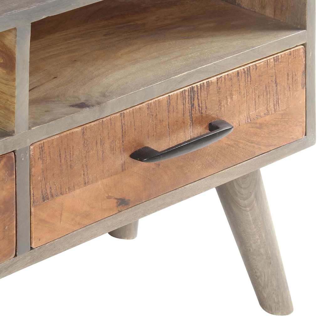 321805 vidaXL TV Cabinet Grey 130x35x51 cm Solid Rough Mango Wood