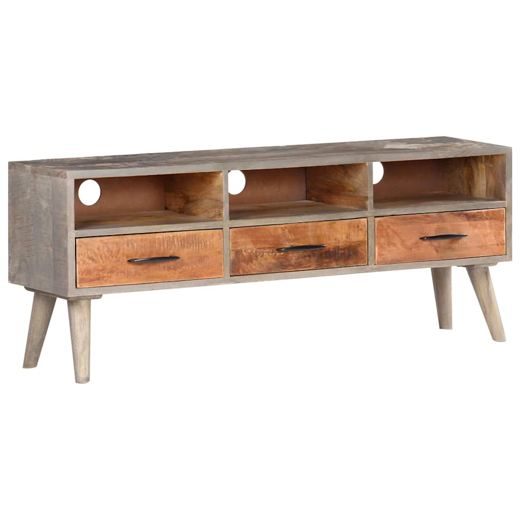 321805 vidaXL TV Cabinet Grey 130x35x51 cm Solid Rough Mango Wood